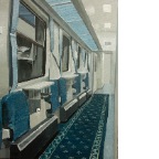 《夜未央系列之车厢五》布面油画200cmX150cm，2012年，RMB：15000元