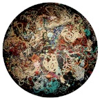 作品《石谱与花——2》  油画  直径300厘米  时间2013 
